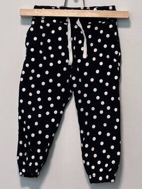 2T Toddler Girl Jogger Sweatpants - Black with White Polka Dots